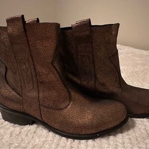 Charles by Charles David Brown/Gold Textured Ankle Boots